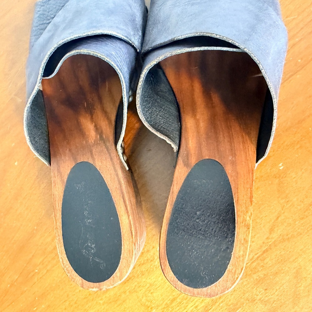 Free People Clog Sandals Womens 39 Purple Leather Studded Wood Platform - Picture 6 of 11